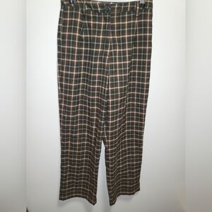 Brandy Melville Green Plaid Straight Leg Pants S